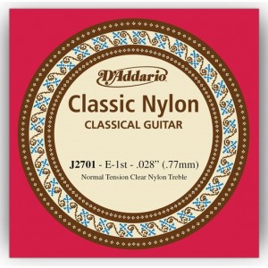 D'Addario J2701 Student Nylon Classical Guitar Single String, Normal Tension, First String (.028)